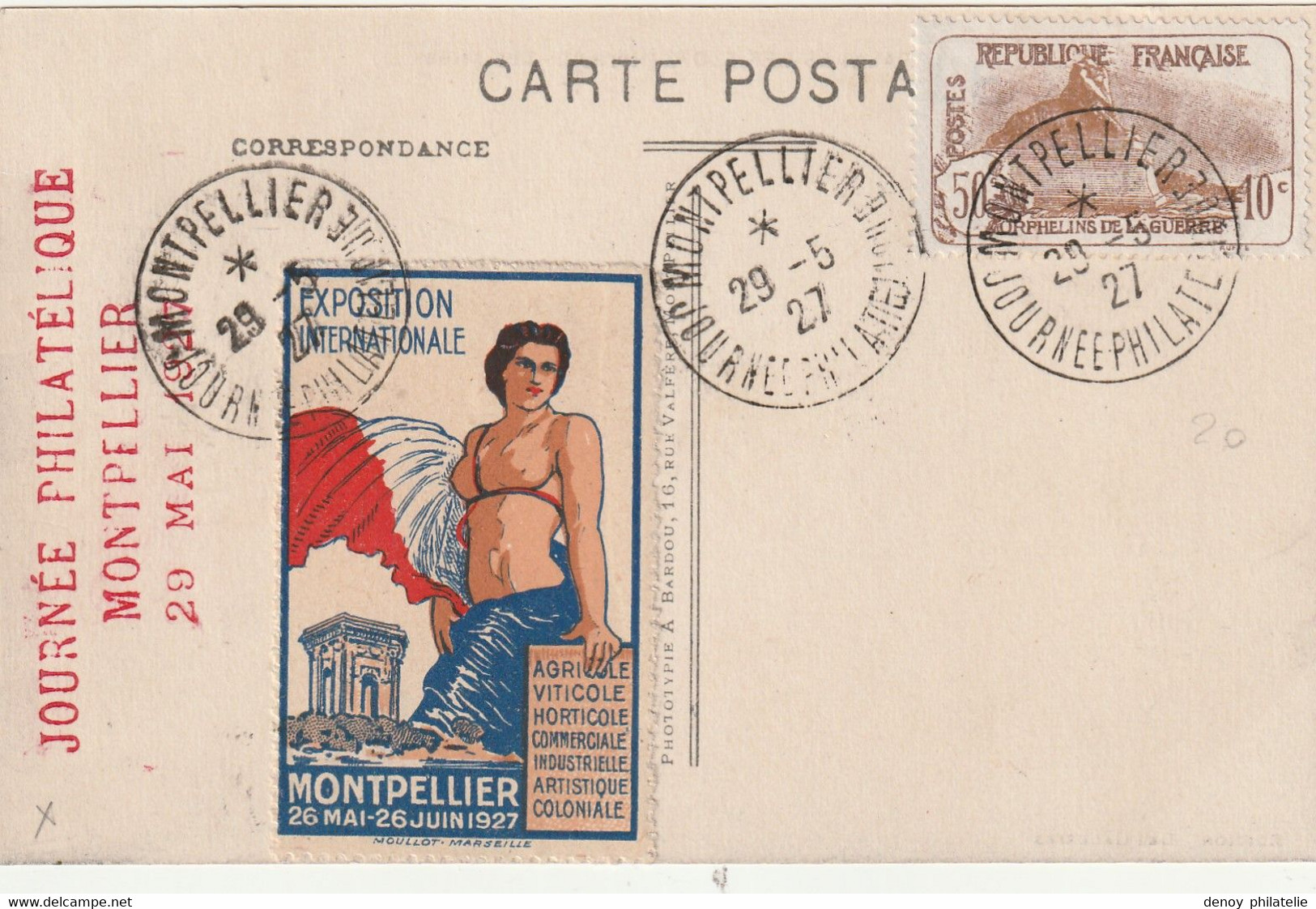 Montpellier Exposition Philatélique 1927 Sur Carte Avec Numéro 230 Beau Document - Filatelistische Tentoonstellingen