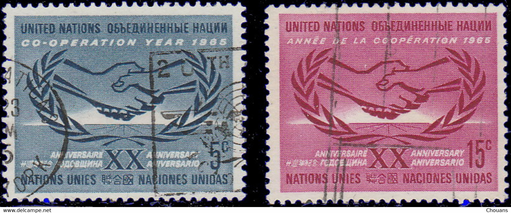 Nations Unies. New York 1965. ~ YT 139 à 140 - Coopération Internationale - Gebruikt