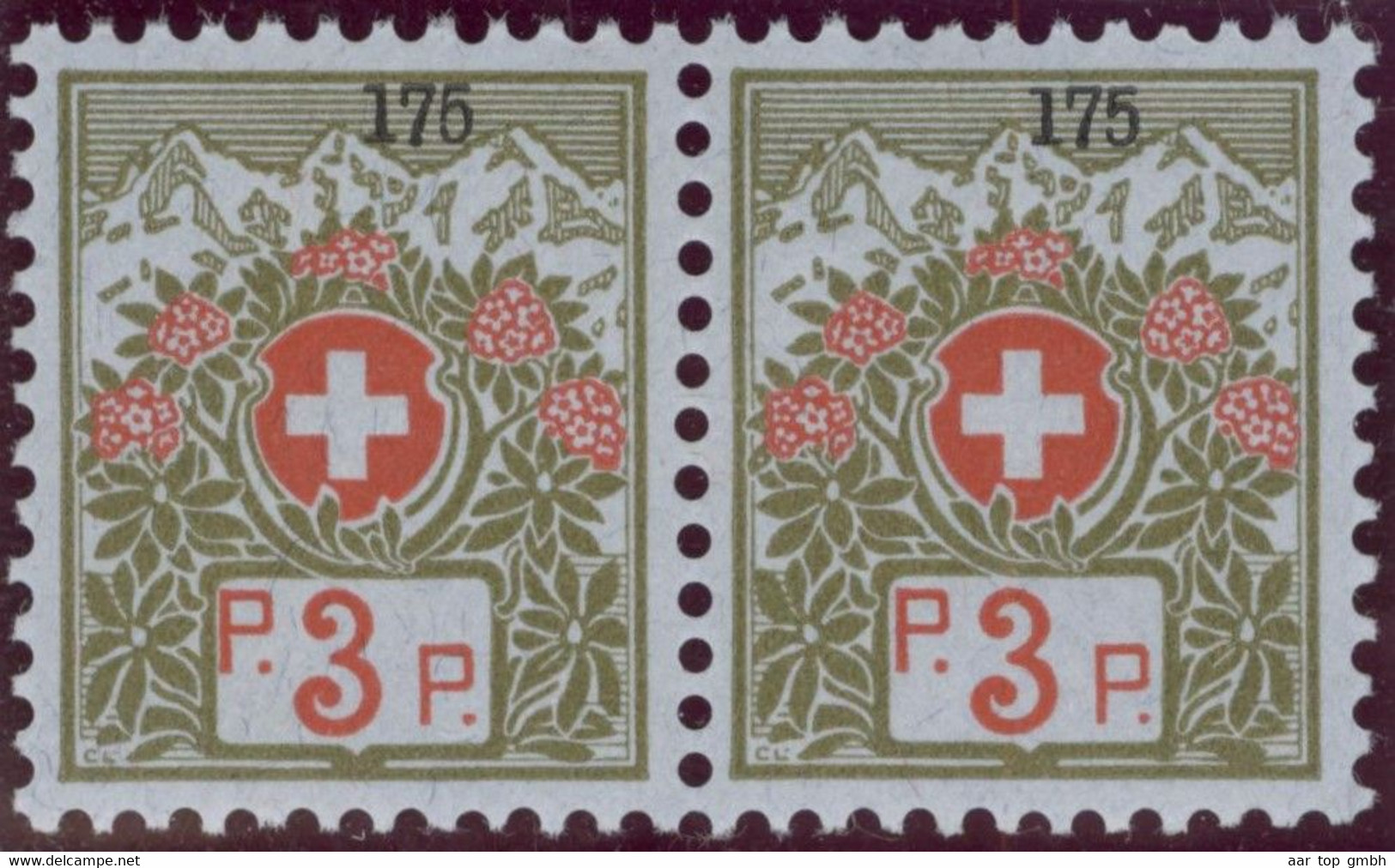 Schweiz Portofreiheit Zu#3A Paar ** Postfrisch 3Rp. Kl#175 Maison Romande Neuchatel Ausgeliefert 2800 Stk. - Franchigia