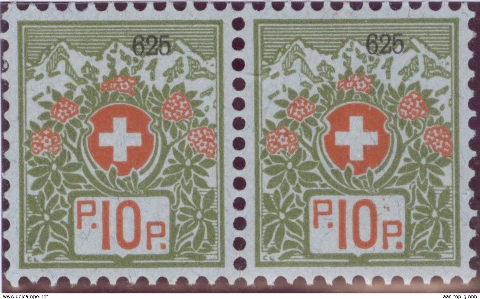 Schweiz Portofreiheit Zu#5A Paar ** Postfrisch 10Rp. Kl#729 Liga Kantonal Tuberculose Neuchatel Ausgeliefert 4310 Stk. - Franchise