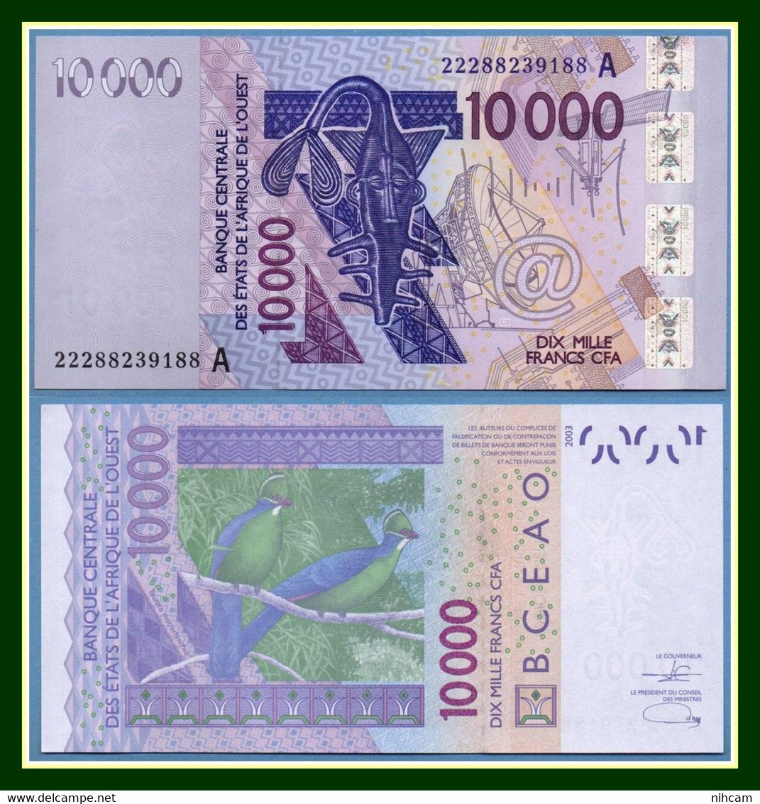Côte D'Ivoire Billet 10 000 CFA Neuf (non Circulé) 2003 Oiseau - Costa De Marfil