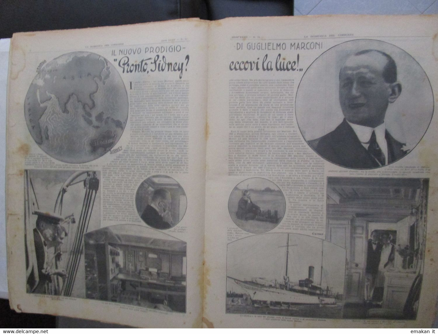 # DOMENICA DEL CORRIERE N 14 / 1930 MARCONI / NAVIGLIO E ADIGE / VILLAGGI LIBICI / CHIURO (SO) - Premières éditions