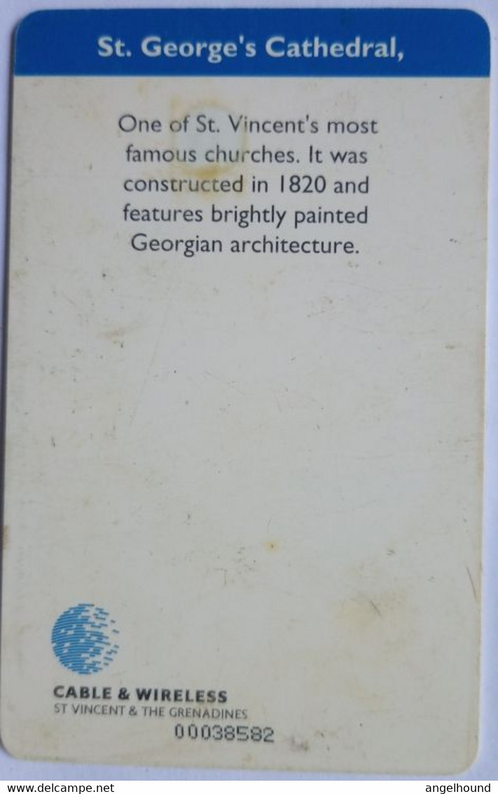 St. Vincent Cable And Wireless EC$40 Chip Card " St. George Cathedral " (church ) - San Vicente Y Las Granadinas