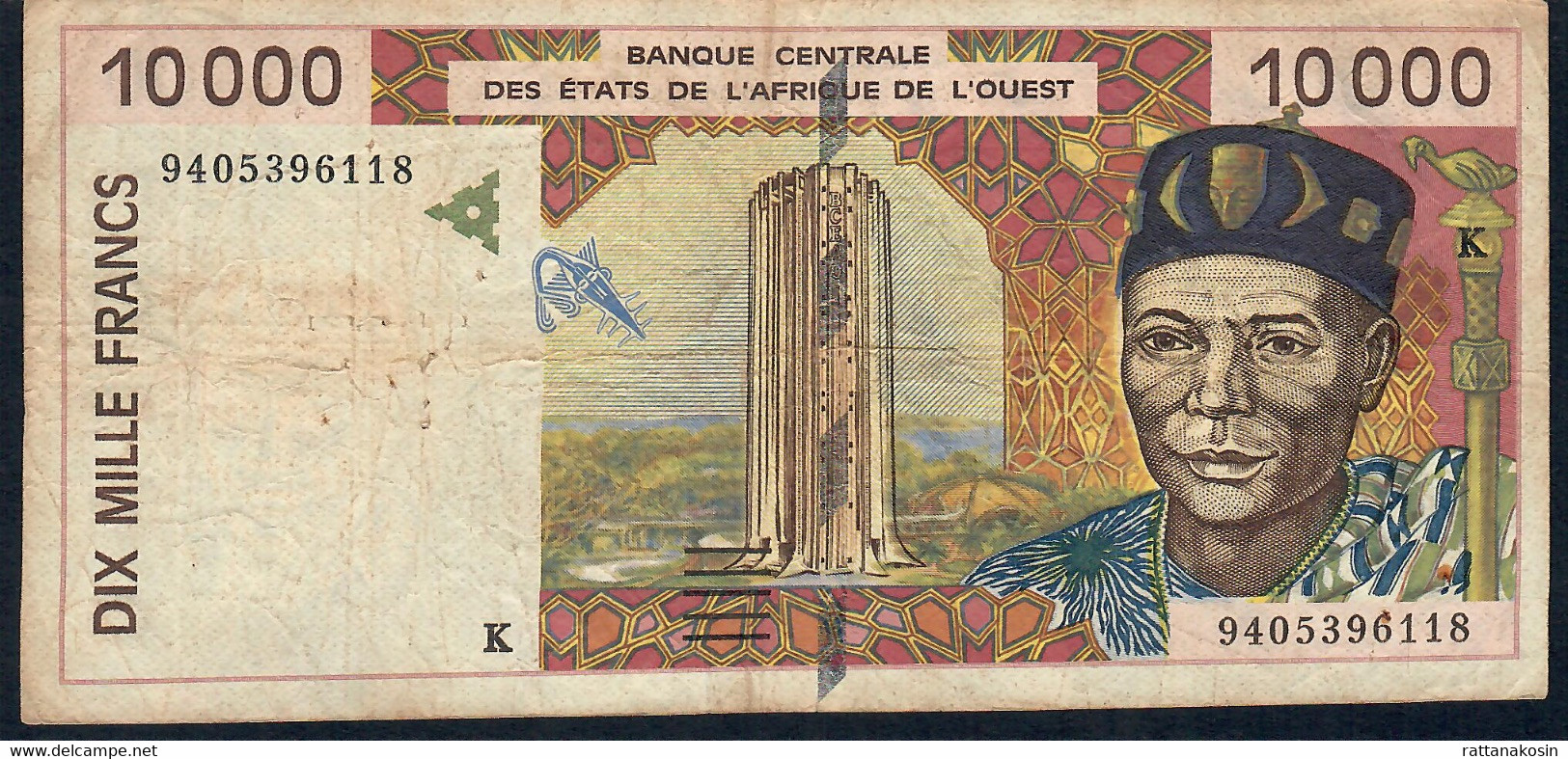 W.A.S. SENEGAL P714Kb  10000 Or 10.000 FRANCS (19)94 1994 Signature 27    VF  Few  P.h. - États D'Afrique De L'Ouest