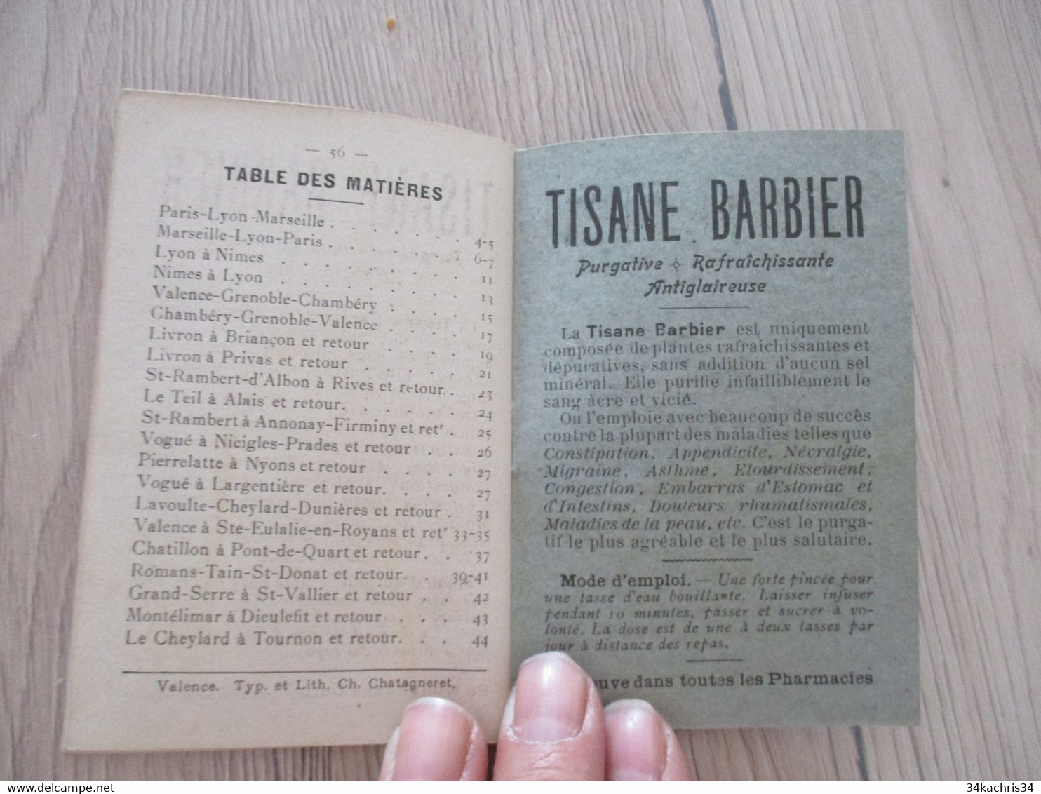 Livret Horaire Chemins de fer tramways voitures 1905/1906 Valence Pub Rochegude meubles