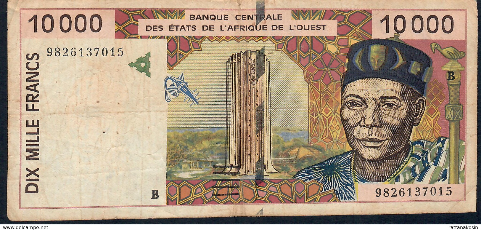 W.A.S. BENIN  P214Bf  10000 Or 10.000 FRANCS (19)98 1998 Signature 28      FINE Very Few  P.h.! - West African States