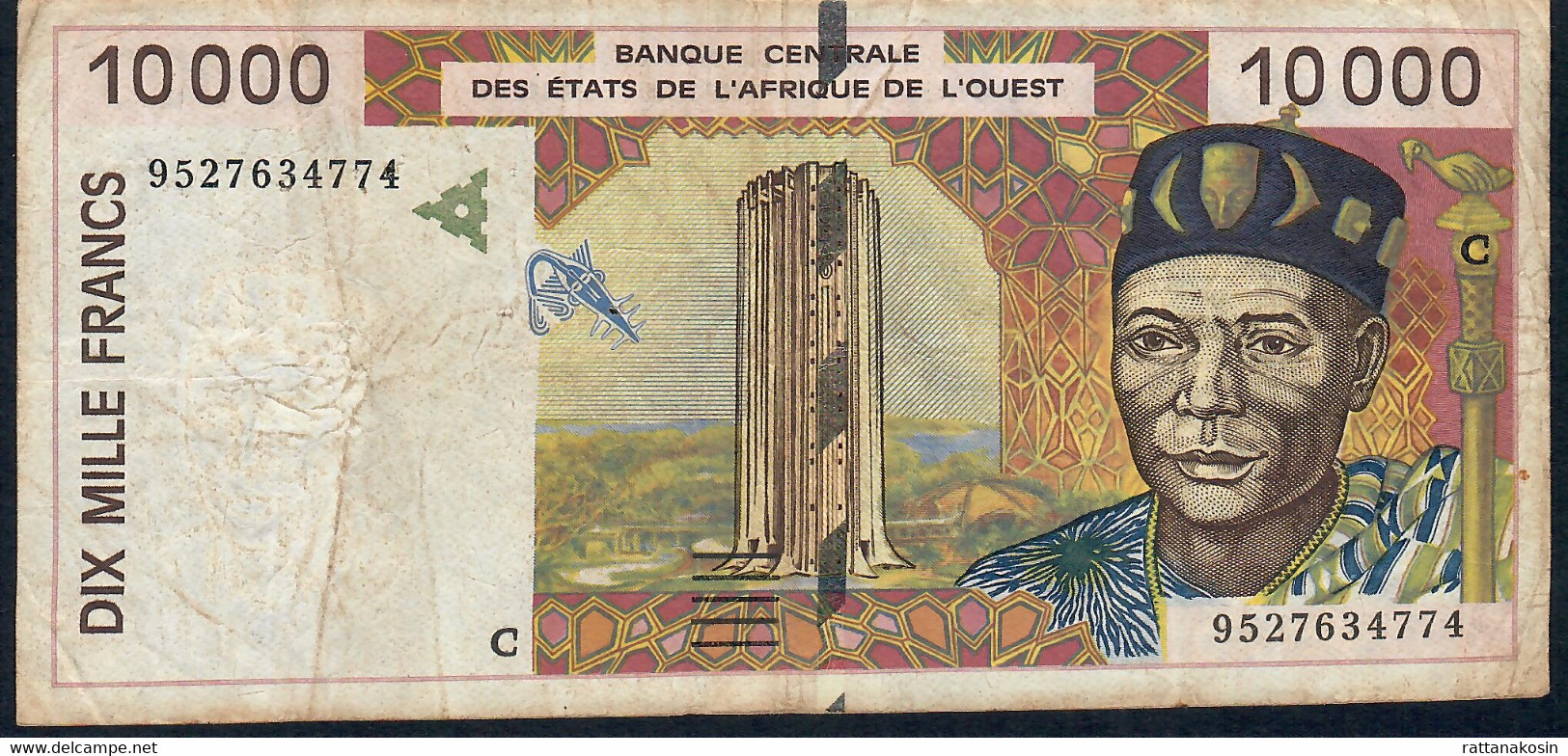 W.A.S. BURKINA FASO   P314Cc 10000 Or 10.000 FRANCS (19)95 1995 Signature 27      FINE Very Few  P.h.! - États D'Afrique De L'Ouest