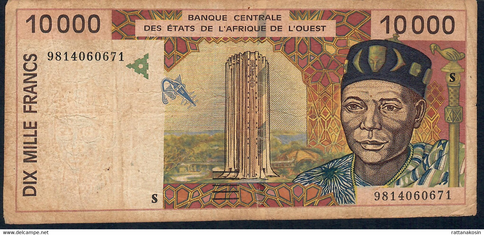 W.A.S. GUINEA BISSAU    P914Sb 10000 Or 10.000 FRANCS (19)98 1998 Signature 28      FINE Very Few  P.h.! - Westafrikanischer Staaten