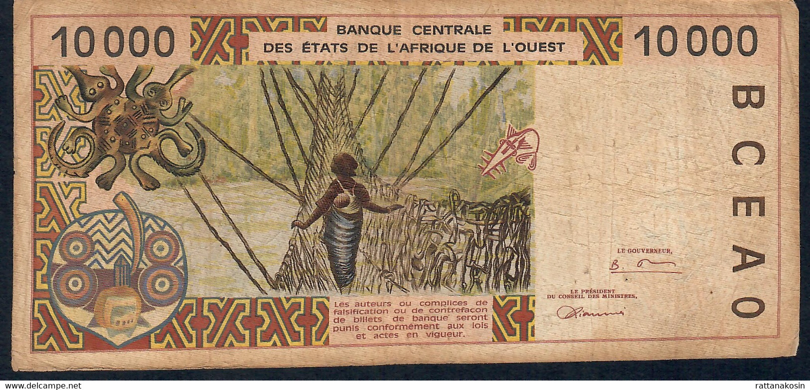 W.A.S. GUINEA BISSAU    P914Sb 10000 Or 10.000 FRANCS (19)98 1998 Signature 28      FINE Very Few  P.h.! - West African States