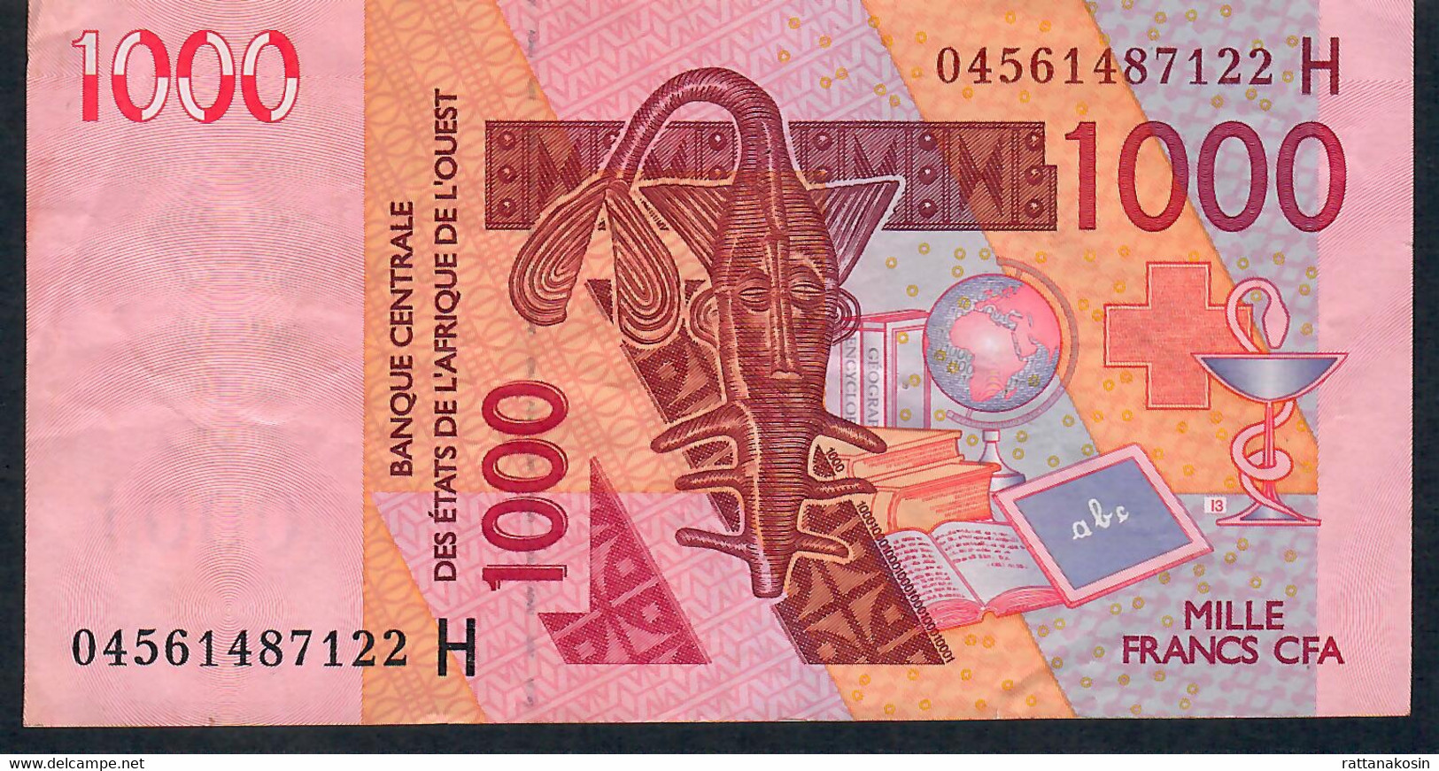W.A.S. NIGER   P615Hb  1000 FRANCS (20)04 2004 Signature 32     VF Folds NO P.h. - West African States