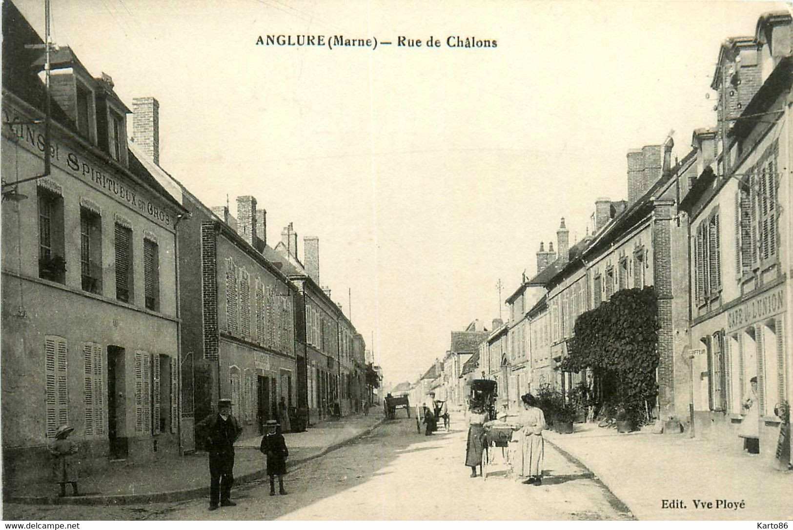 Anglure * La Rue De Châlons * Café De L'union * Débitant Vins - Anglure