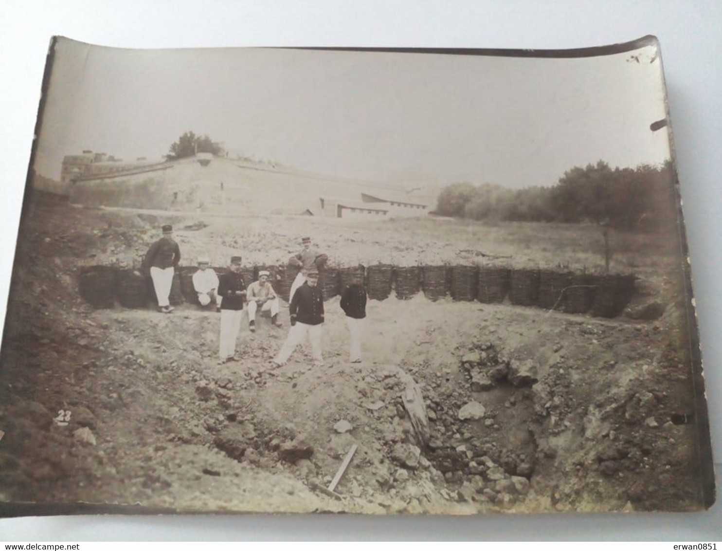 Photo Manoeuvre Du 2°Genie De Montpellier Guerre De Nîmes Entonnoir Formé Par L'explosion D'un Fourneau Voir Légende. - War, Military