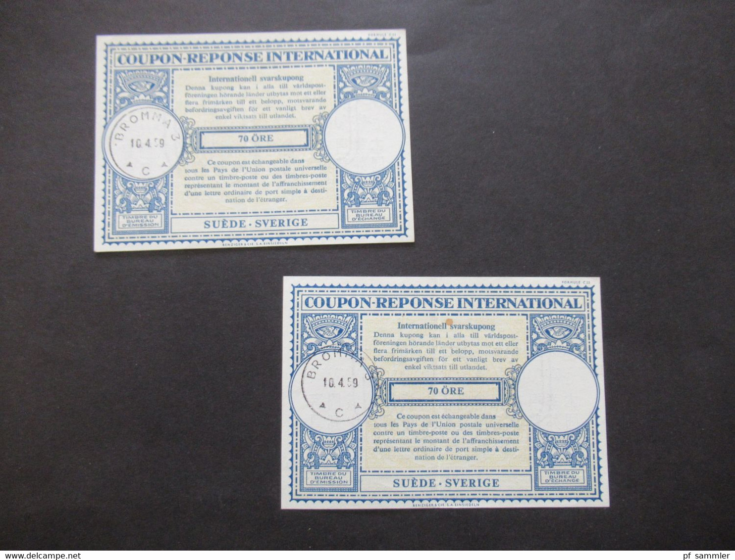 IAS Coupon Reponse International / Internationaler Antwortschein Schweden / Suede / Sverige Stempel 1959 Bromma - Brieven En Documenten