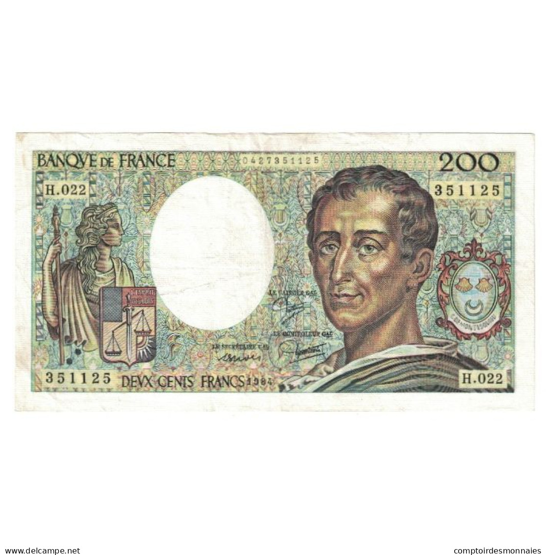 France, 200 Francs, Montesquieu, 1984, H.022, TTB, Fayette:70.4, KM:155a - 200 F 1981-1994 ''Montesquieu''