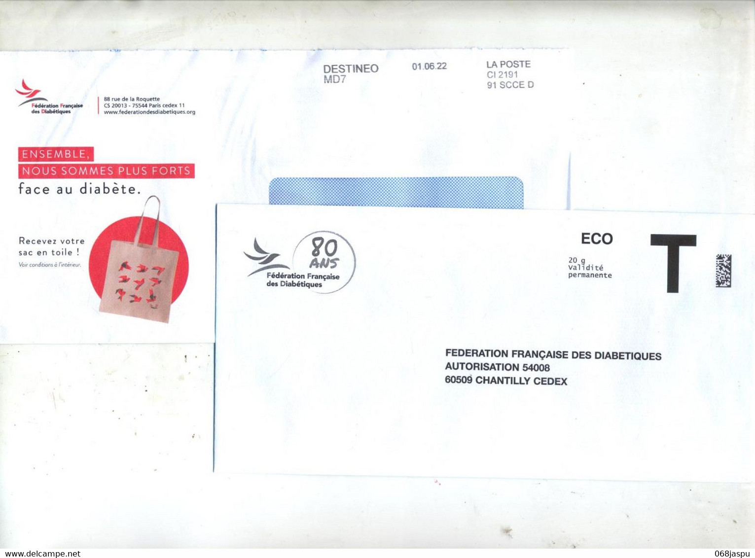 Enveloppe Repone T Federation Diabetique + Destineo - Cards/T Return Covers