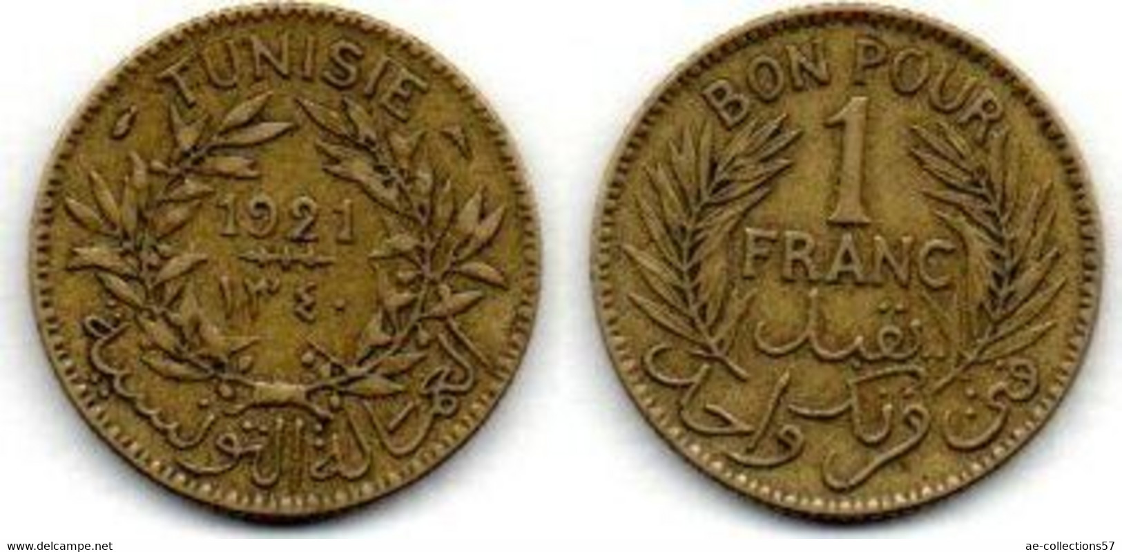 Tunisie -  1 Franc 1921 TB+ - Tunisia