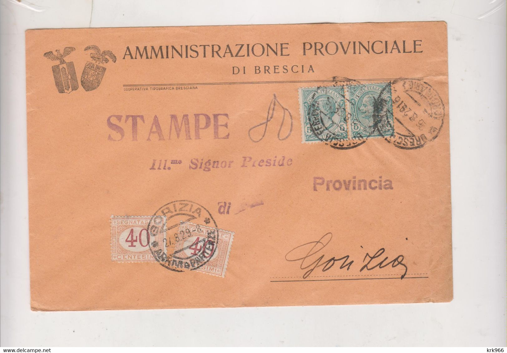 ITALY 1929 BRESCIA Nice Cover To Gorizia Postage Due - Segnatasse