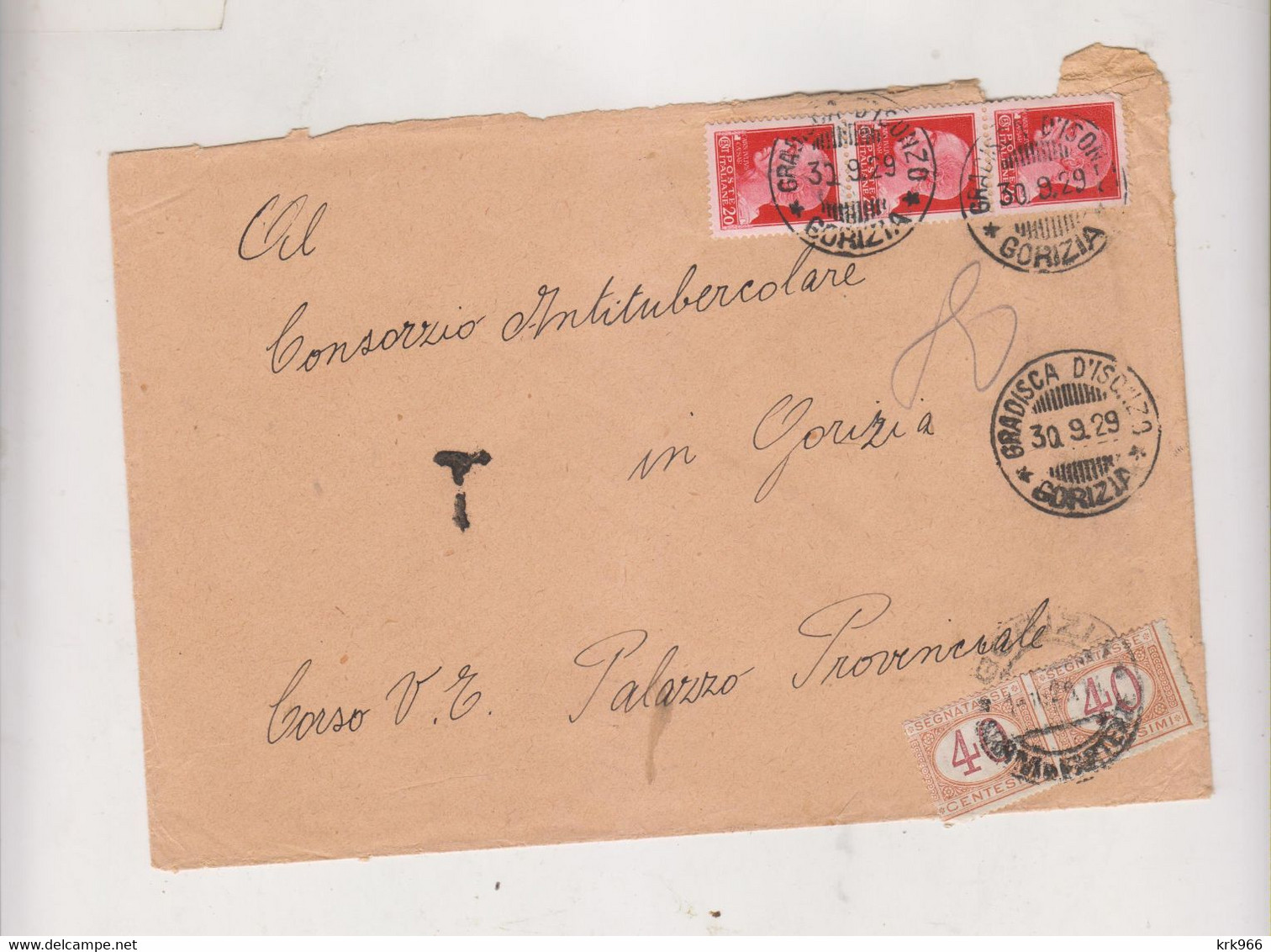 ITALY 1929 GRADISCA D'ISCONZO Nice Cover To Gorizia Postage Due - Segnatasse