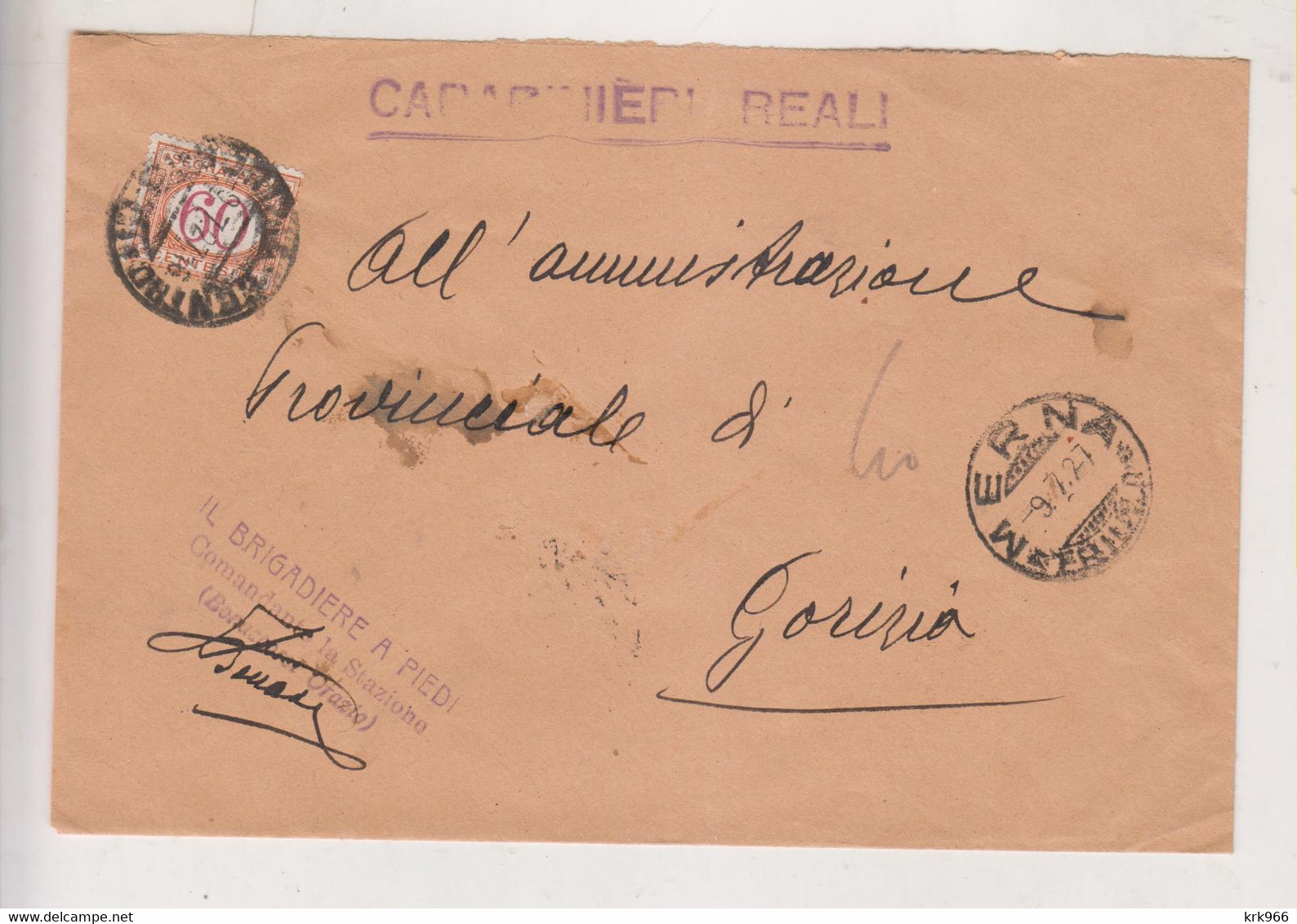 ITALY 1927 MERNA Nice Cover To Gorizia Postage Due - Segnatasse