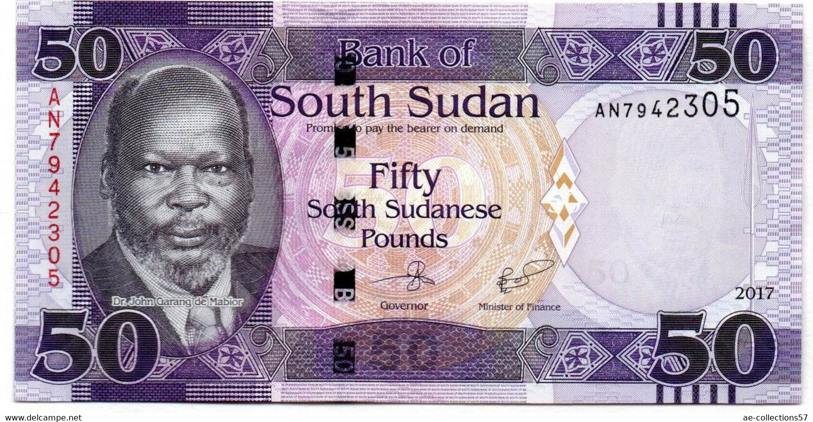 South Soudan 50 Pounds 2017 SPL - Sudan Del Sud