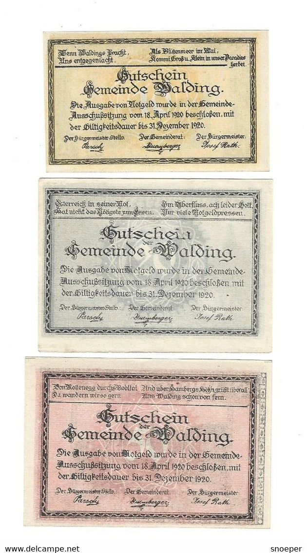 *notgeld   Austria  Walding Serie Compleet  1132/1a - Austria