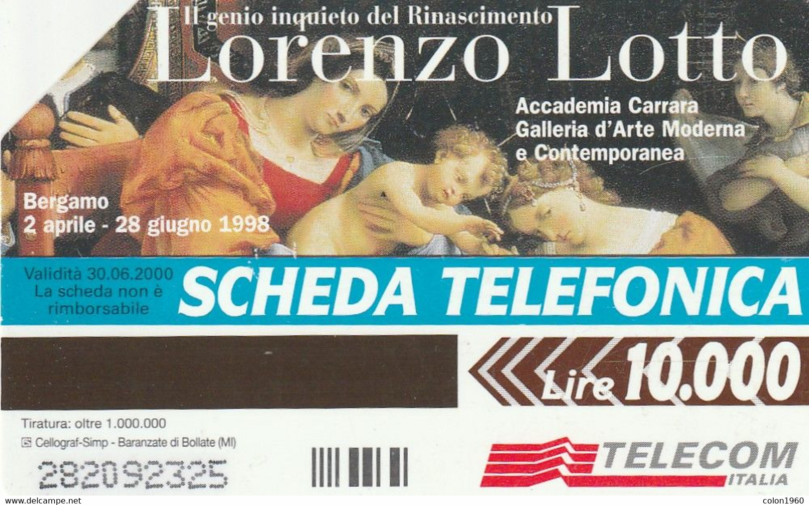 ITALIA. Lorenzo Lotto. 1998. C & C 2877 Golden Italia 801. (406). - Other & Unclassified