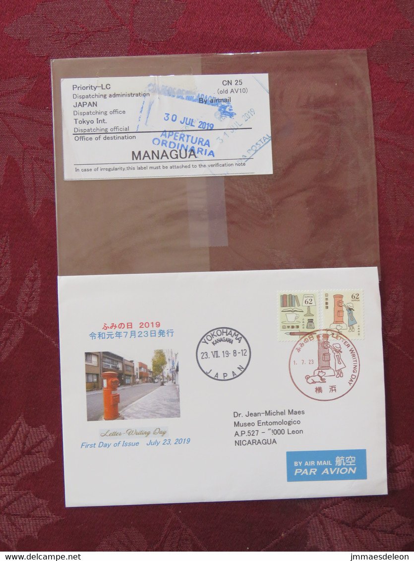 Japan 2019 FDC Cover To Nicaragua - Writing Letter - Mailbox - Brieven En Documenten