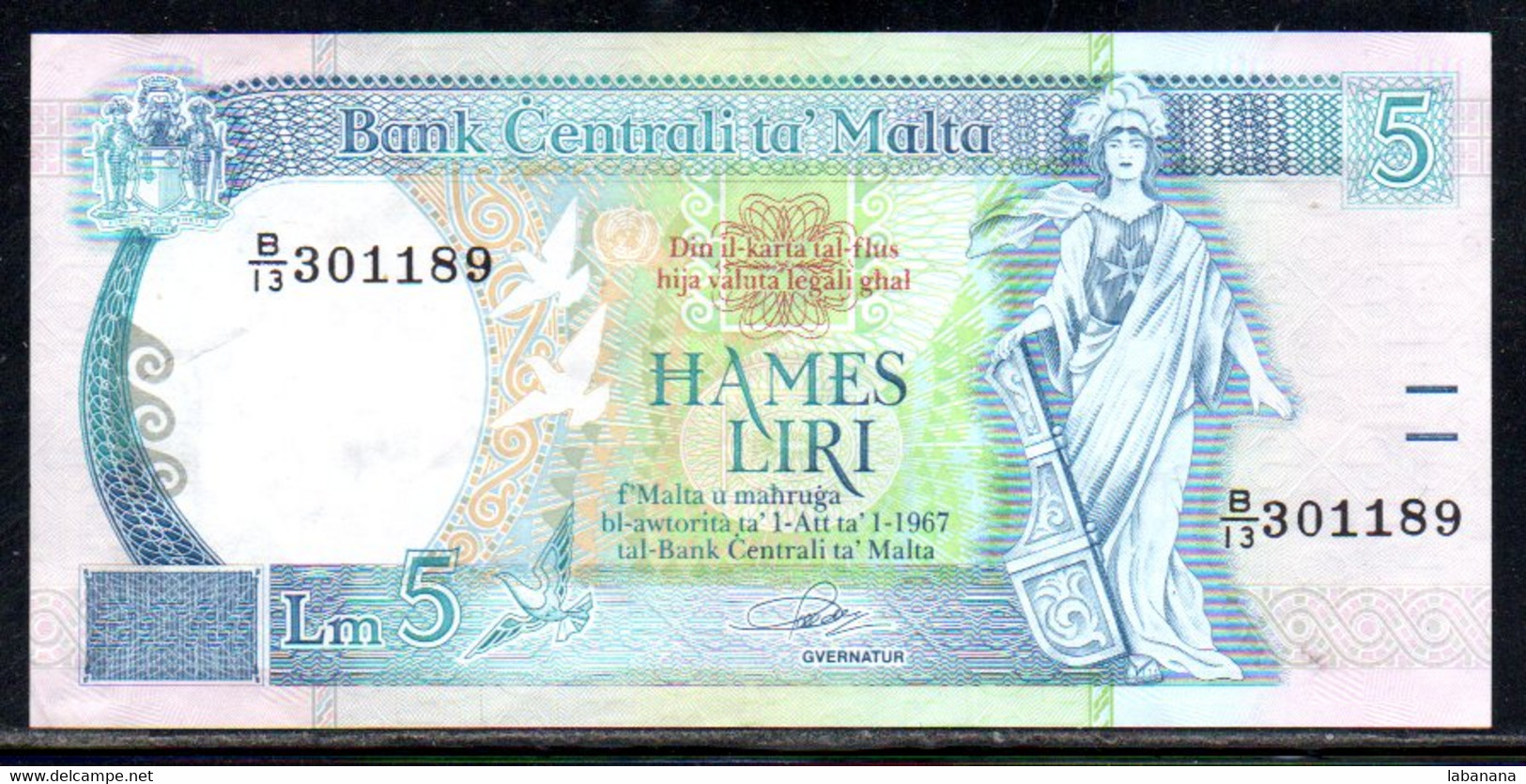 659-Malte 5 Liri 1994 B13 - Malta