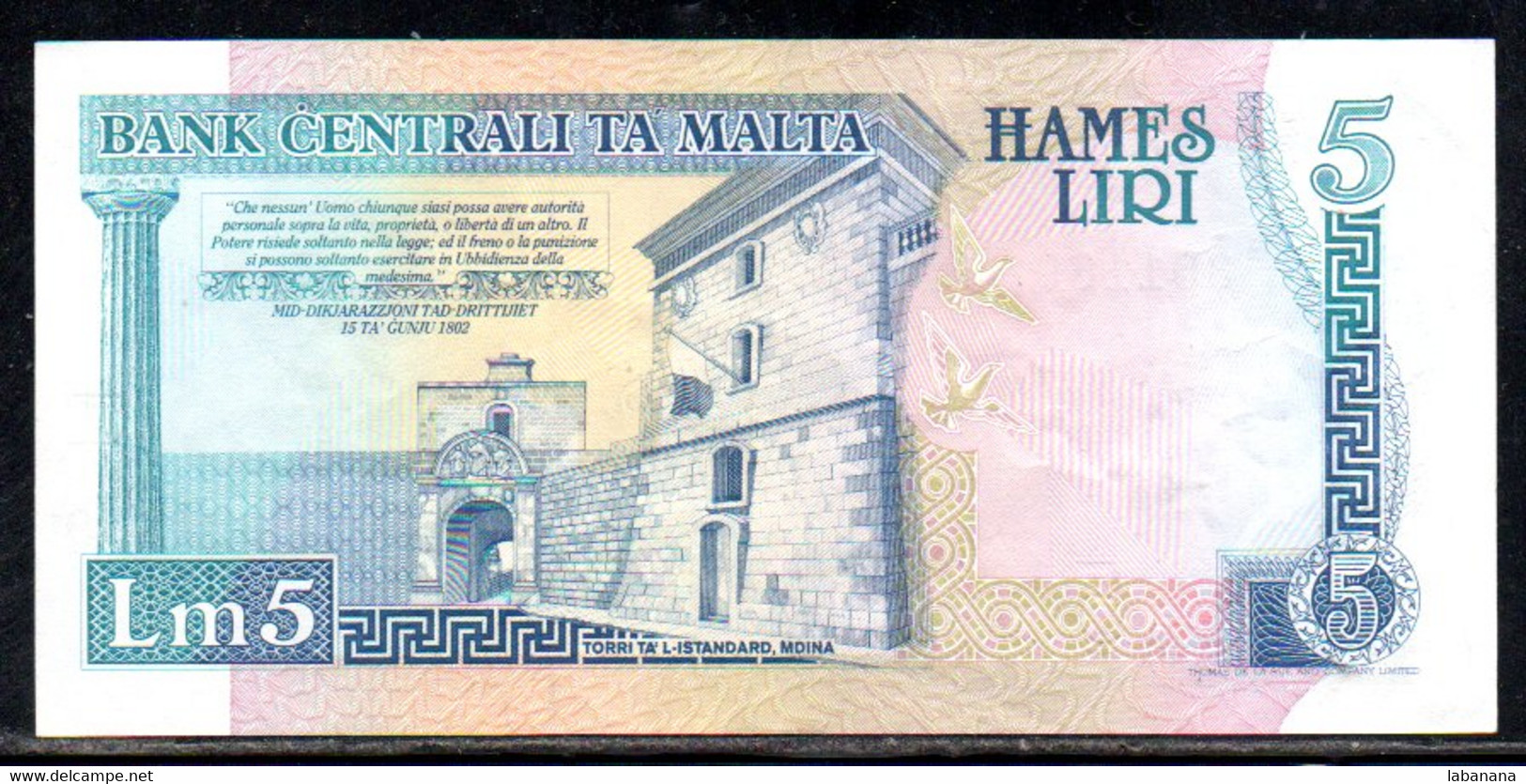 659-Malte 5 Liri 1994 B13 - Malta