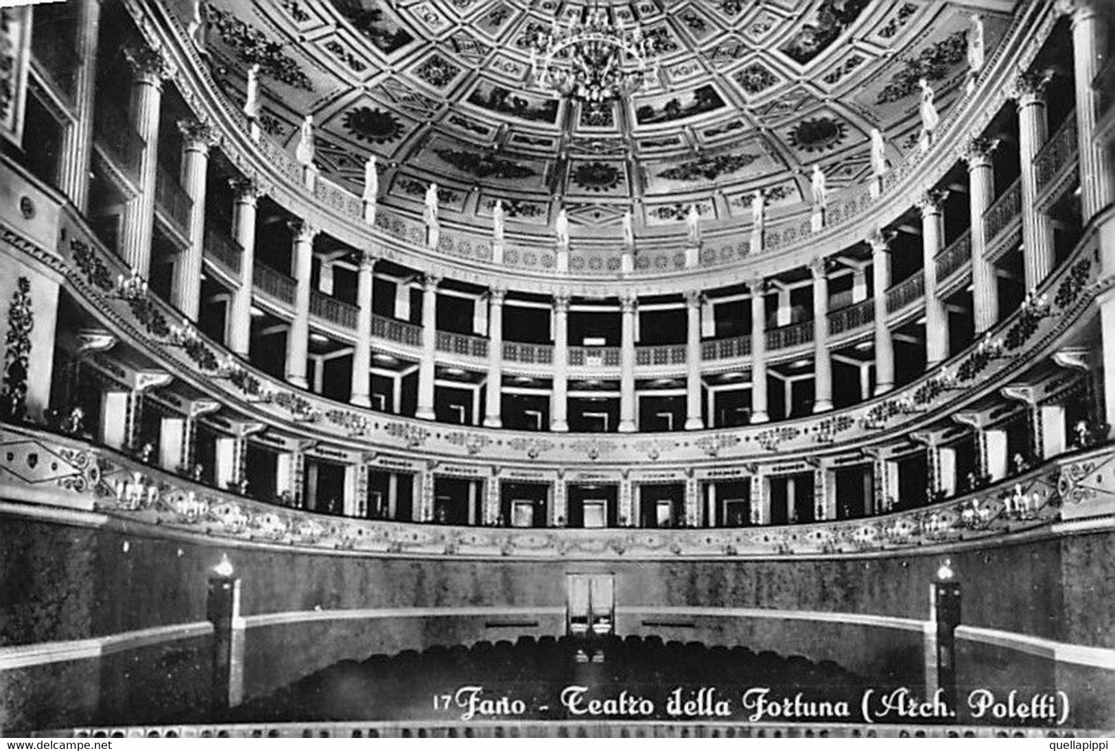 014181 "(PU) FANO - TEATRO DELLA FORTUNA (ARCH. POLETTI)"  INTERNO, VERA FOTO. CART NON SPED - Fano