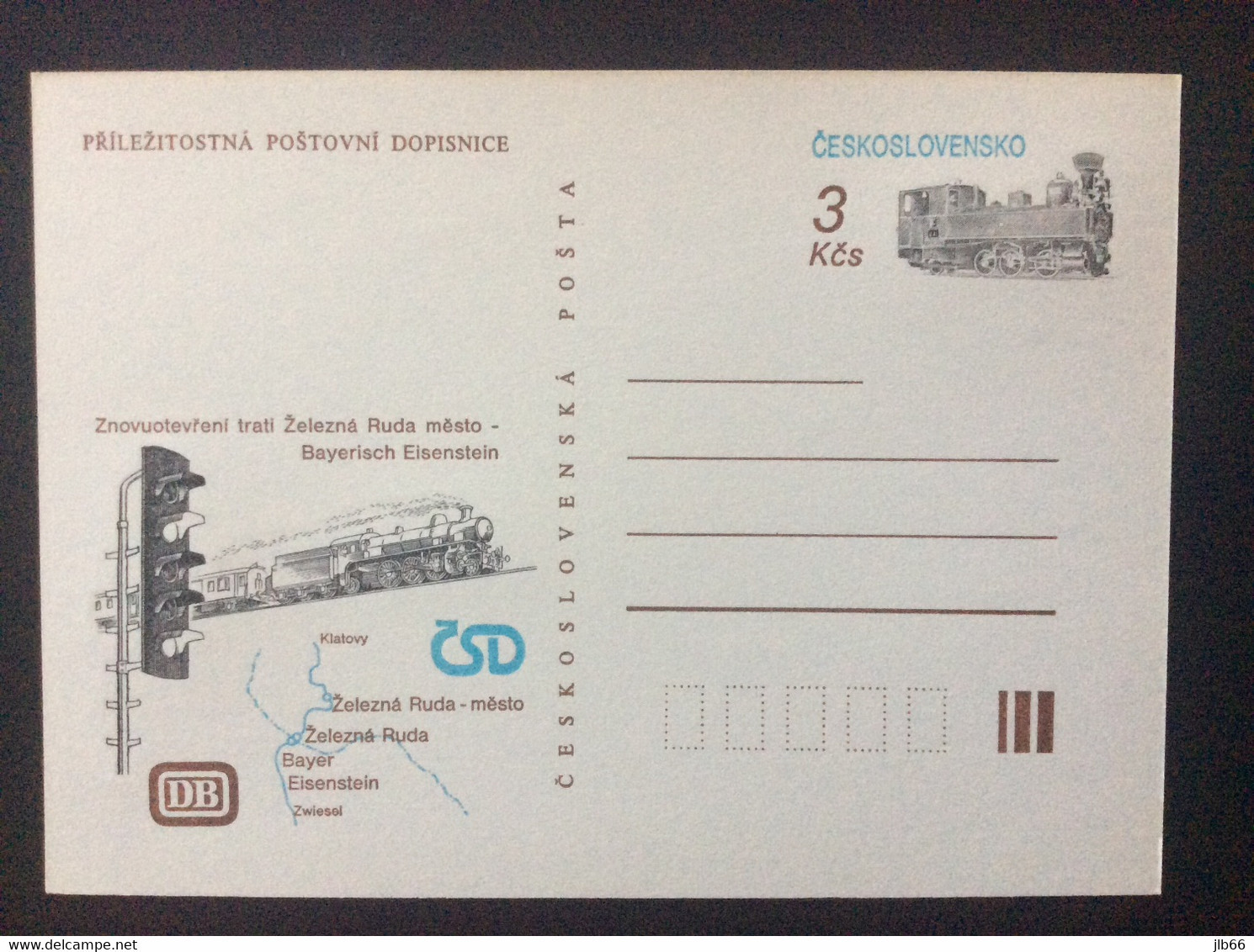 CDV 233 B 1991 Chemin De Fer Locomotive Réouverture De La Ligne Entre La Bavière Et Le Tchécoslovaquie - Cartes Postales