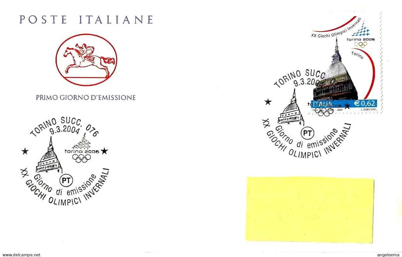 ITALIA ITALY- 2004 TORINO XX Olimpiade Invernale Winter Olympic Games (Mole, Logo Olimpico) Su Busta Fdc PT Viagg.- 7696 - Winter 2006: Torino