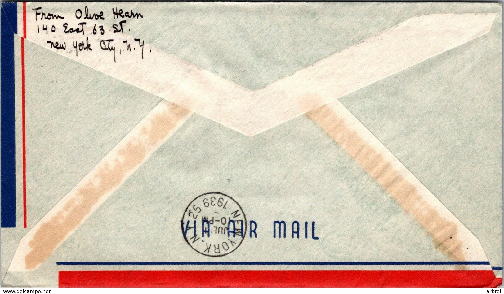 REINO UNIDO 1939 CC A USA PRIMER VUELO ENGLAND IRELAND NEWFOUNDLAND CANADA USA - Storia Postale