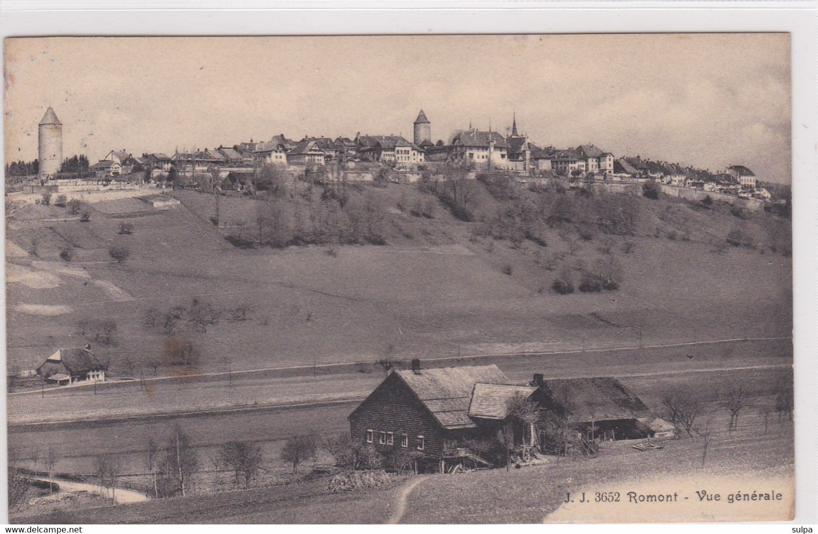 Romont, Vue Générale, Fermes Au Premier Plan, 1913 - Romont