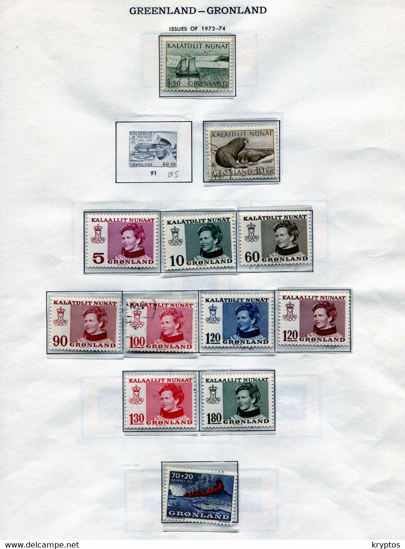 Greenland - Collection On Pages (1938-80) **/*/o - OFFER - Lots & Serien