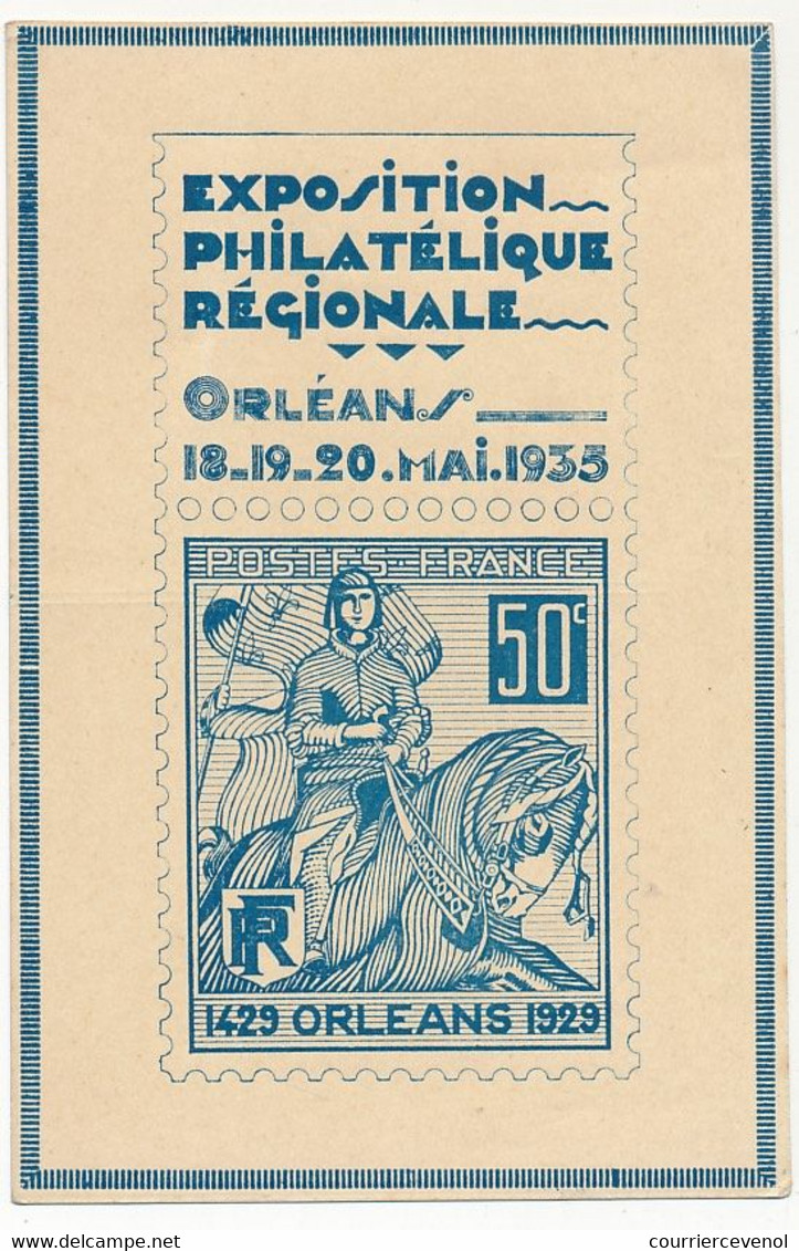 FRANCE - Carte Exposition Phil. Régionale Orléans Mai 1935 - Jeanne D'Arc - Essai Machine à Affranchir CW053 20/5/1935 - EMA (Printer Machine)