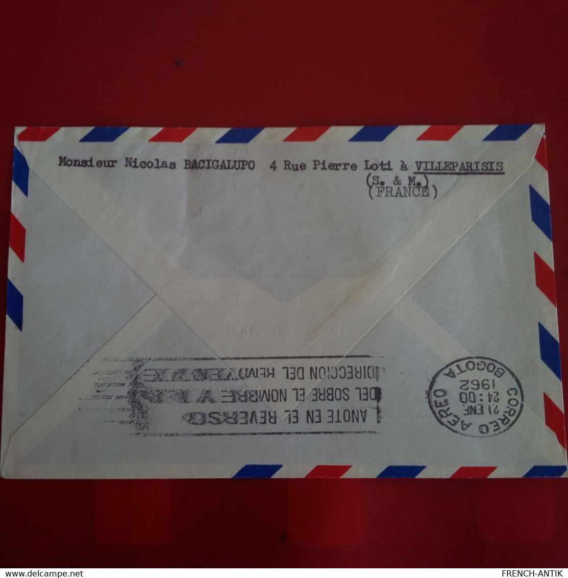 LETTRE PARIS SAN JUAN BOGOTA PREMIERE LIAISON AERIENNE 1962 - Cartas & Documentos