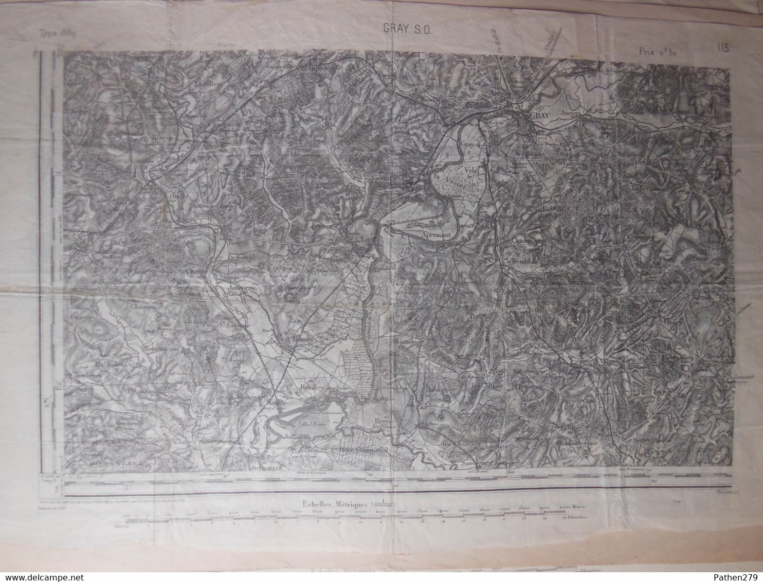 Carte Géographique GRAY (70 - Haute-Saone) établie En 1839 Révisée 1897 Par Le Dépôt De La Guerre - Cartes Géographiques