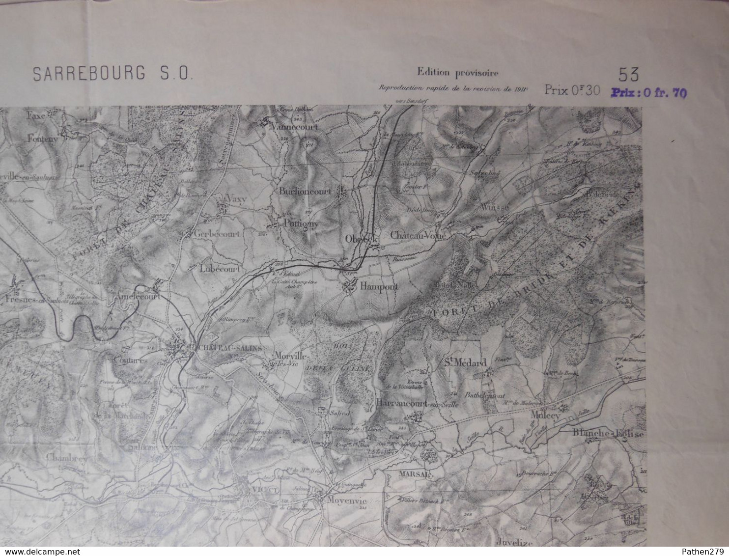Carte Géographique CHATEAU-SALINS - VIC (57 - Moselle) établie En 1835 Révisée 1911 - Cartes Géographiques