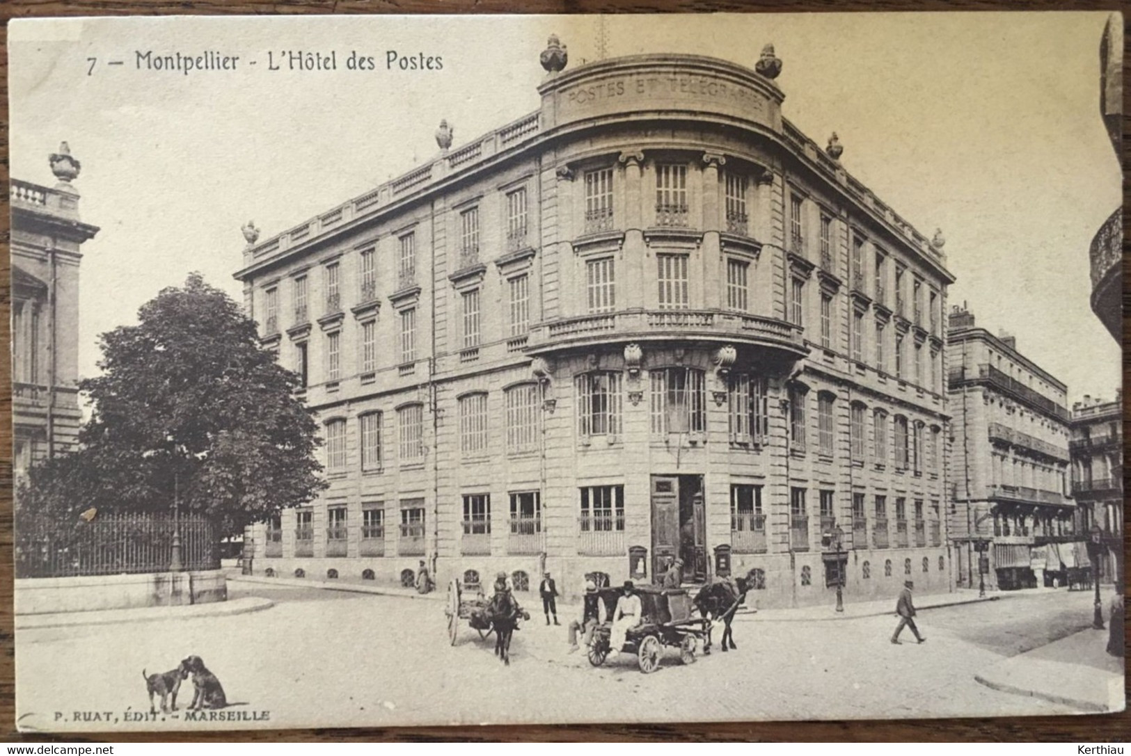 Montpellier - 3 CPA Hôtel Des Postes Et Télégraphes, Avec Transports Différents: Vélos, Voitures, Calèches, Charettes,.. - Montpellier