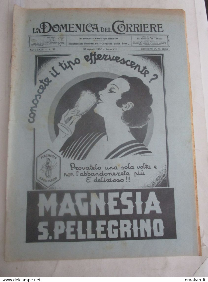 # DOMENICA DEL CORRIERE N 32 / 1930 AMBROSIANA CAMPIONE INTER / TERREMOTO MELFI /MONTELLO / COSTA D'AVORIO - Prime Edizioni