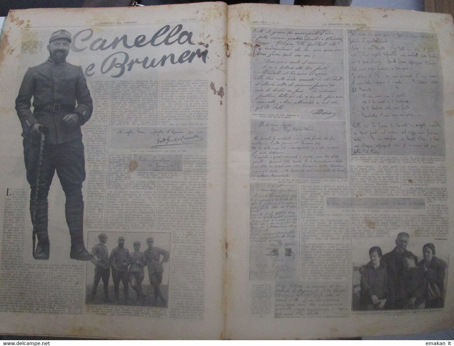 # DOMENICA DEL CORRIERE N 34 / 1930 LAGO DI BRAIES / PALIO DI SIENA / CANELLA E BRUNERI 64° REGG. BRIGATA CAGLIARI - Prime Edizioni