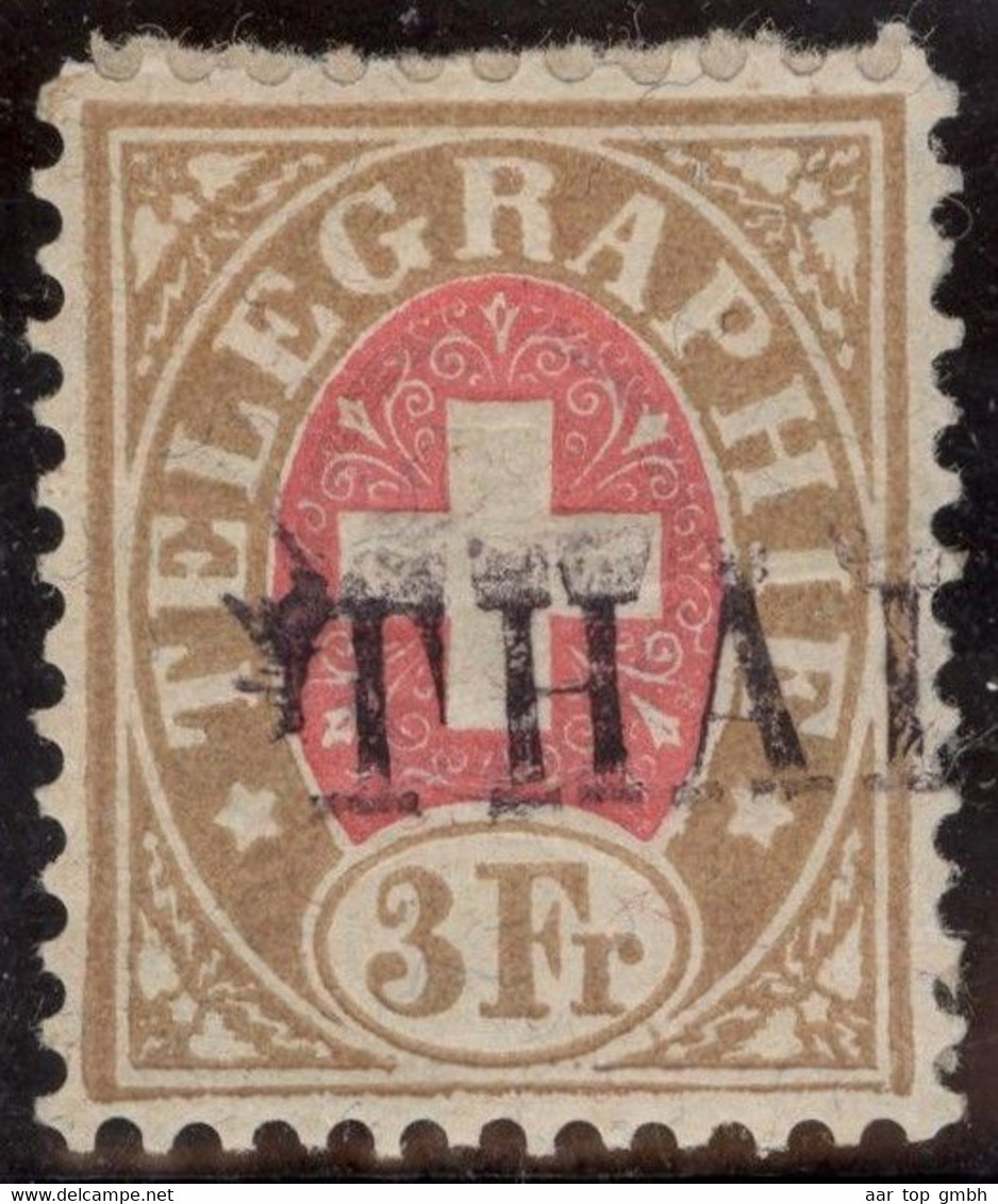 Heimat SG Thal Langstempel Auf Telegraphen-Marke 3 Fr. Zu#18 Briefstück - Telegraafzegels