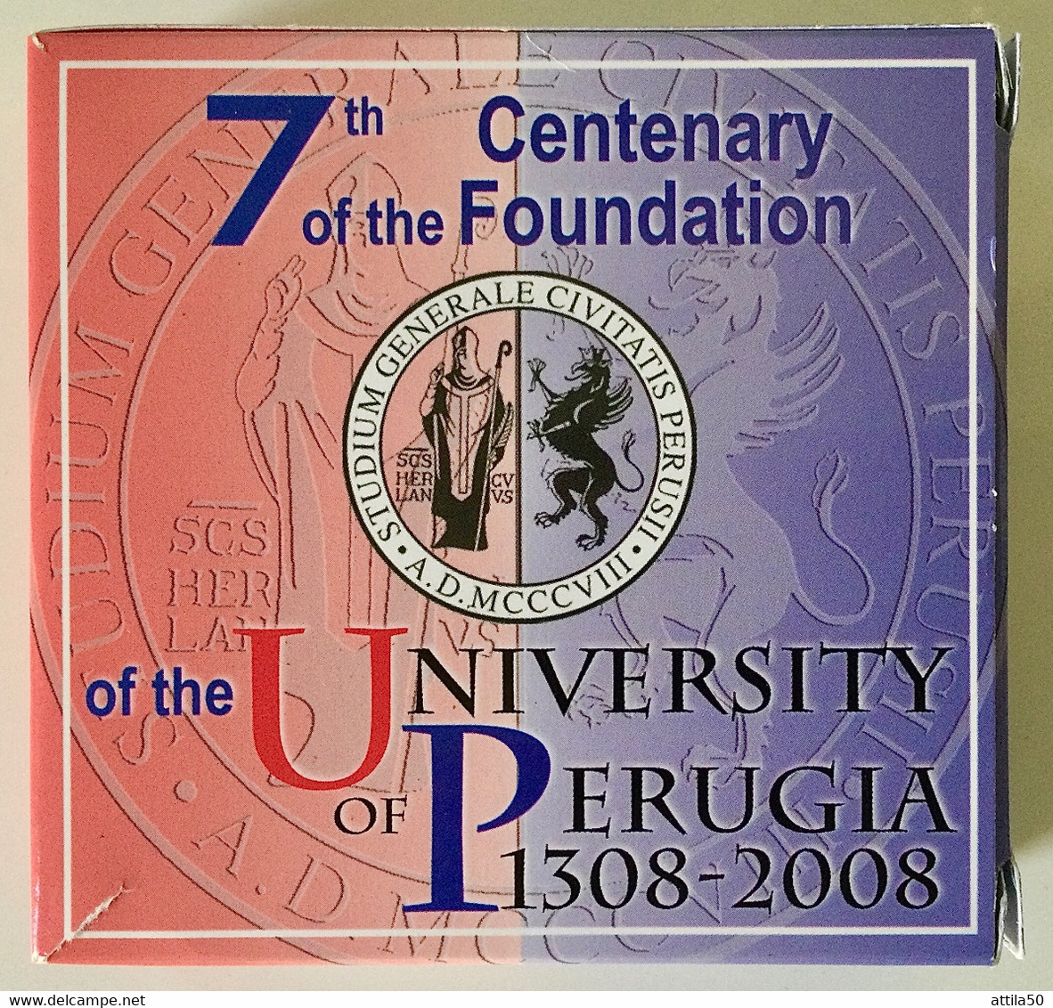 ITALIA - UNIVERSITÀ DI PERUGIA, 7mo Centenario Fondazione- Moneta €10 D’arg. 925/1000 - Gr.22 Diam. Mm.34 - Anno 2008. - Jahressets & Polierte Platten