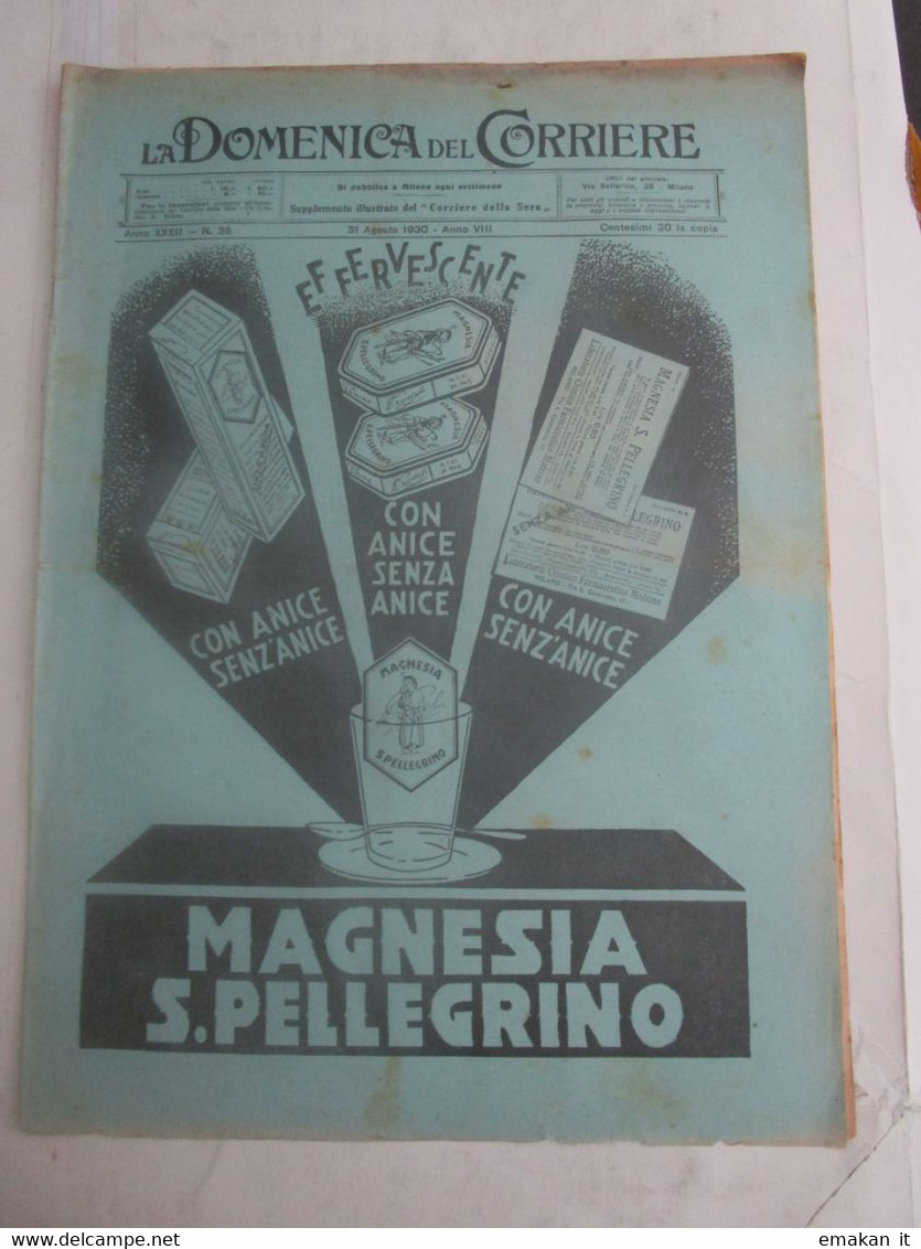 # DOMENICA DEL CORRIERE N 35 / 1930 LEONE CONTRO GIOVANE IN SOMALIA /  PROCESSIONE GROTTAFERRATA - Prime Edizioni