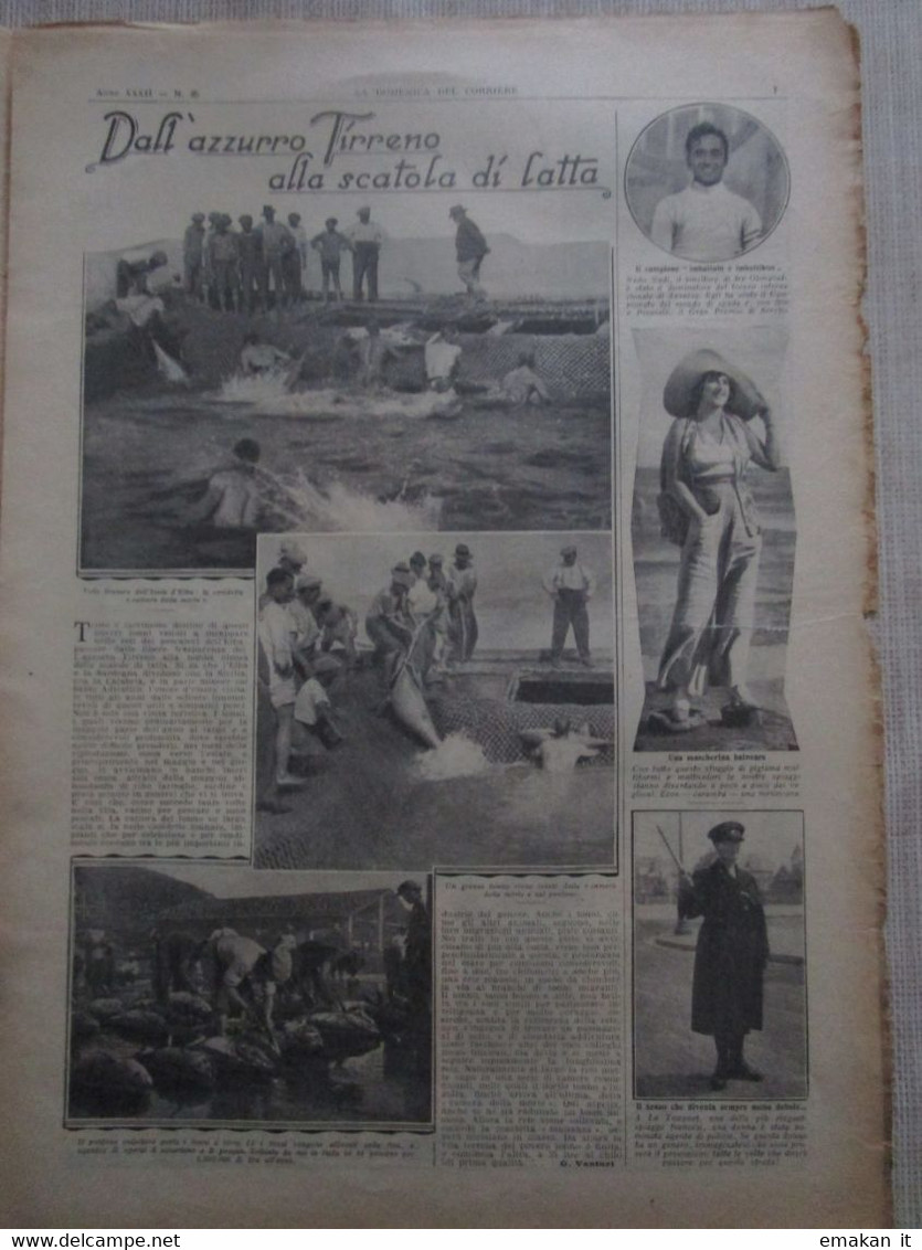 # DOMENICA DEL CORRIERE N 35 / 1930 LEONE CONTRO GIOVANE IN SOMALIA /  PROCESSIONE GROTTAFERRATA - Prime Edizioni