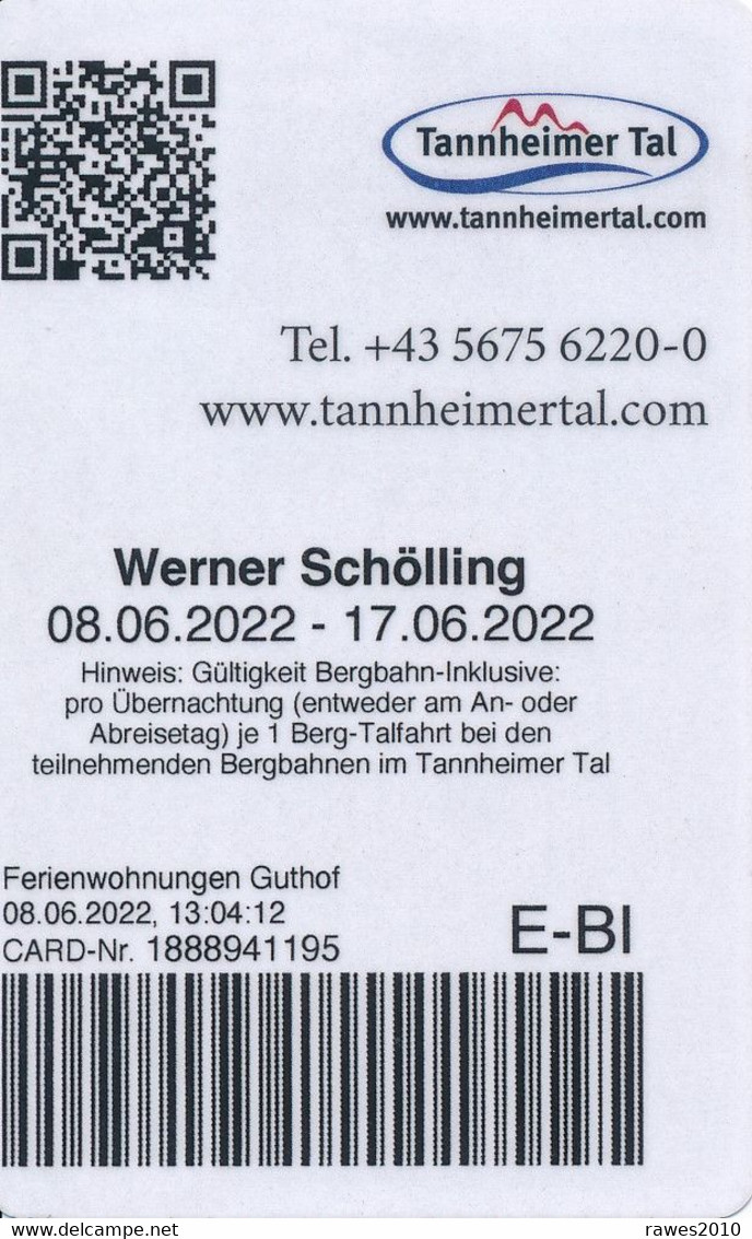 Österreich Tannheimer Tal Card 2022 = Bus - Fahrkarte + Bergbahnen - Fahrkarte - Europe