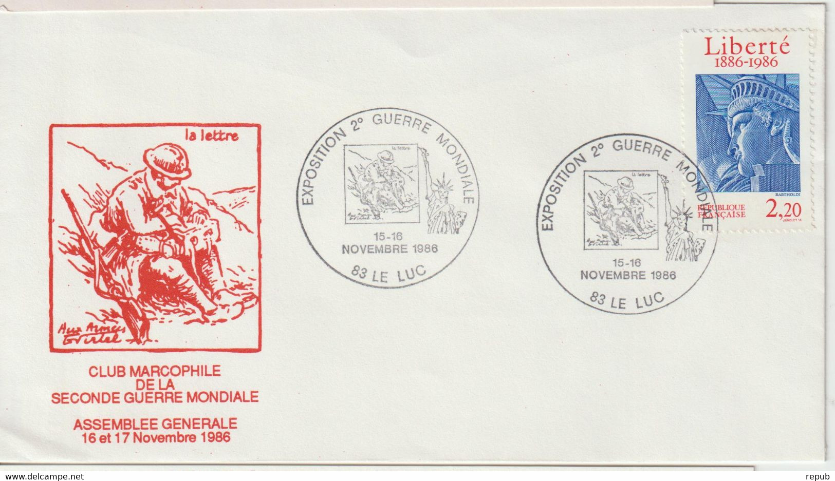 France 1986 Exposition 2ème Guerre Mondiale Le Luc (83) - Gedenkstempel