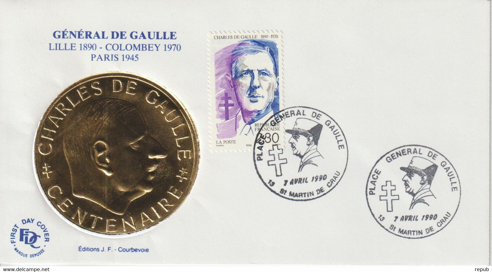 France 1990 Général De Gaulle St Martin De Crau (13) - Commemorative Postmarks