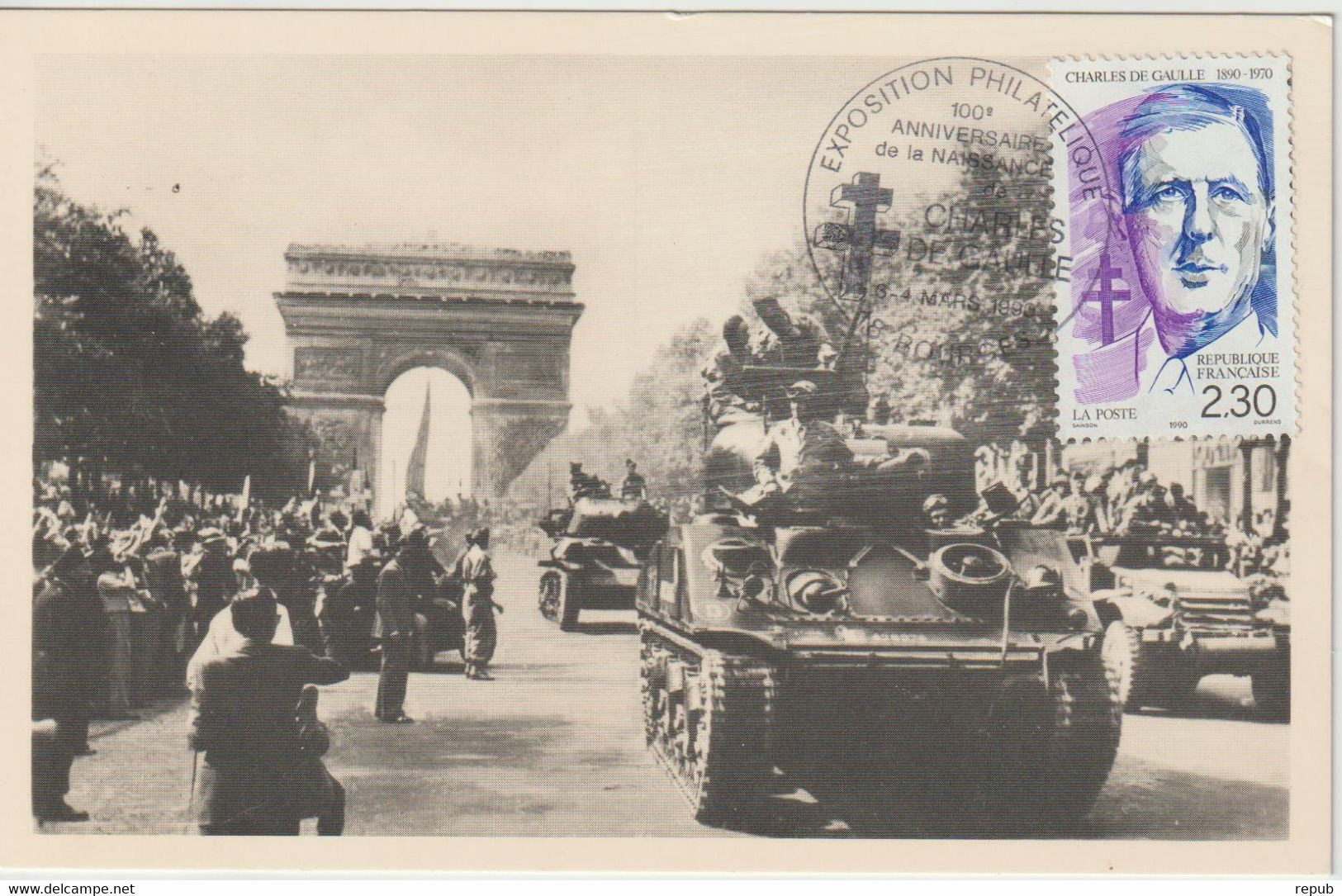 France 1990 Général De Gaulle Bourges (18) - Commemorative Postmarks